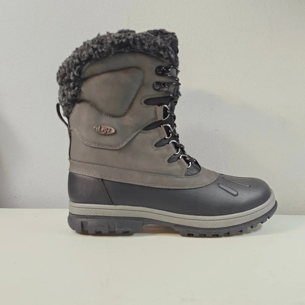 Lugz‎ Men's Anorak Waterproof Winter Boots Black Grey Lace Up Fur Lined Sz 9